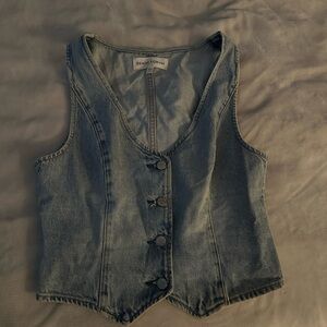 Denim Forum Medium Wash Denim Vest in Light Blue